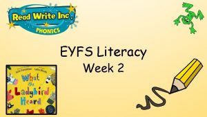 EYFS Literacy Week 2 Phonics Session 1 Phonics