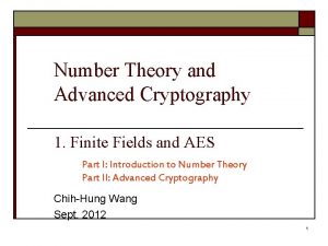 Number Theory and Advanced Cryptography 1 Finite Fields