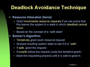 Deadlock Avoidance Technique Resource Allocation Denial Grant incremental