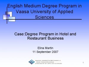 English Medium Degree Program in Vaasa University of
