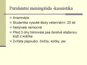 Purulentn meningitida kasuistika n Anamnza n Studentka vysok