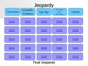 Jeopardy Sig Figs Accuracy And Precision Variety 100