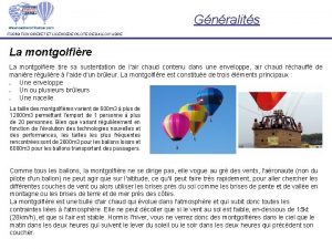 Gnralits FORMATION BREVET ET LICENCEDE PILOTE DE BALLON