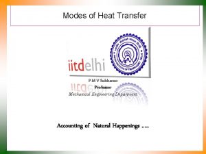 Modes of Heat Transfer P M V Subbarao