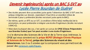 Devenir ingnieure aprs un BAC SSVT au Lyce