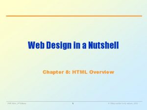 Web Design in a Nutshell Chapter 8 HTML
