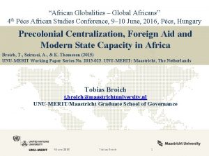 African Globalities Global Africans 4 th Pcs African
