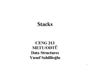Stacks CENG 213 METUODT Data Structures Yusuf Sahilliolu