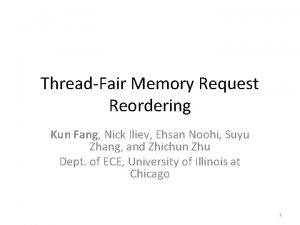 ThreadFair Memory Request Reordering Kun Fang Nick Iliev