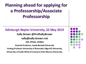Planning ahead for applying for a ProfessorshipAssociate Professorship
