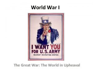 World War I The Great War The World