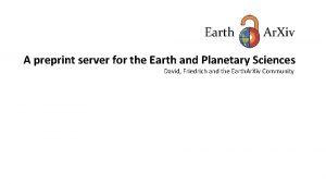 A preprint server for the Earth and Planetary