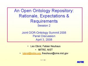 An Open Ontology Repository Rationale Expectations Requirements Session