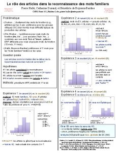 Le rle des articles dans la reconnaissance des