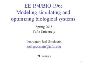 EE 194BIO 196 Modeling simulating and optimizing biological