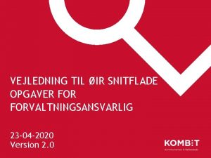 VEJLEDNING TIL IR SNITFLADE OPGAVER FORVALTNINGSANSVARLIG 23 04