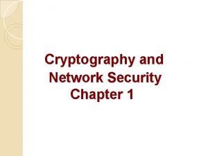 Cryptography and Network Security Chapter 1 OSI Security