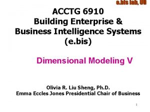 ACCTG 6910 Building Enterprise Business Intelligence Systems e