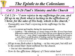 The Epistle to the Colossians Col 1 24