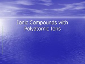 Ionic Compounds with Polyatomic Ions Polyatomic Ions A