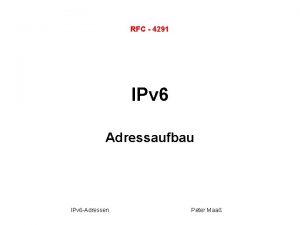 RFC 4291 IPv 6 Adressaufbau IPv 6 Adressen