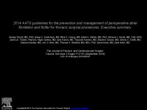 2014 AATS guidelines for the prevention and management