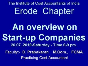 The Institute of Cost Accountants of India Erode