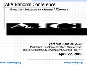 APA National Conference American Institute of Certified Planners
