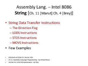 Assembly Lang Intel 8086 String Ch 11 Marut