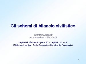 Gli schemi di bilancio civilistico Valentina Lazzarotti anno