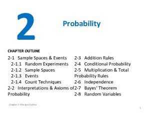 2 Probability CHAPTER OUTLINE 2 1 Sample Spaces