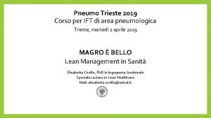 Pneumo Trieste 2019 Corso per IFT di area