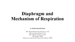 Diaphragm and Mechanism of Respiration Dr Shathaly Mustafa