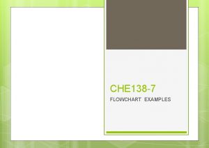CHE 138 7 FLOWCHART EXAMPLES FLOWCHART Examples Example