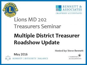 Lions MD 202 Treasurers Seminar Multiple District Treasurer