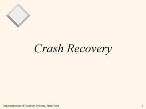 Crash Recovery Implementation of Database Systems Jarek Gryz