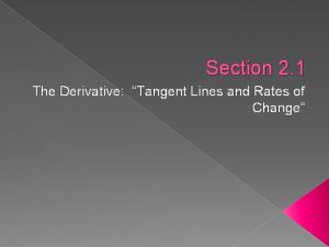 Section 2 1 The Derivative Tangent Lines and