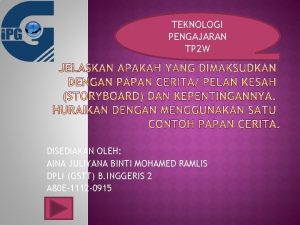 TEKNOLOGI PENGAJARAN TP 2 W DISEDIAKAN OLEH AINA