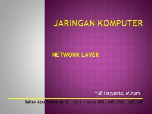 JARINGAN KOMPUTER NETWORK LAYER Yuli Haryanto M Kom