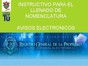 INSTRUCTIVO PARA EL LLENADO DE NOMENCLATURA AVISOS ELECTRONICOS