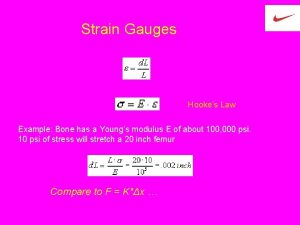 Strain Gauges Hookes Law Example Bone has a