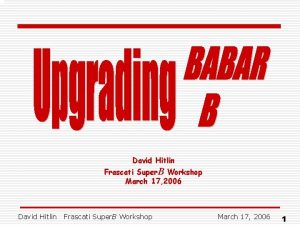 David Hitlin Frascati Super B Workshop March 17