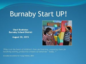 Burnaby Start UP Sheri Brattston Burnaby School District