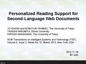 Personalized Reading Support for SecondLanguage Web Documents YO