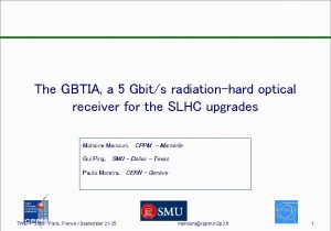 The GBTIA a 5 Gbits radiationhard optical receiver