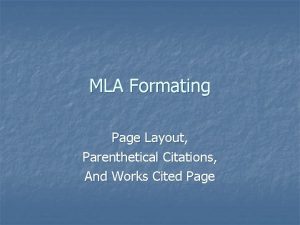 MLA Formating Page Layout Parenthetical Citations And Works