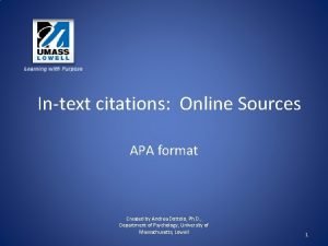 Intext citations Online Sources APA format Created by