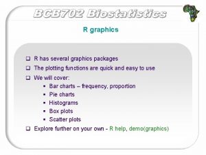 R graphics q R has several graphics packages