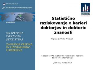 Statistino raziskovanje o karieri doktorjev in doktoric znanosti