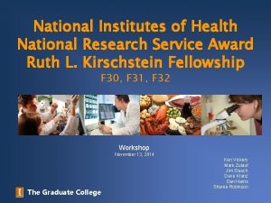 National Institutes of Health National Research Service Award